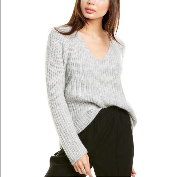 Rag & Bone Joseph Alpaca Blend V-Neck Sweater S Grey - Picture 1 of 7